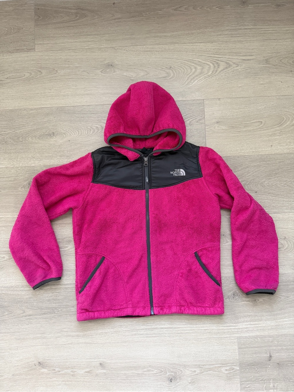 The North Face Girls Pink Hooded Fleece Jacket